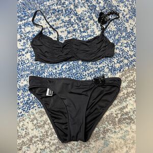 Andres Sarda Ruched Beaded Ellen Bikini Black 34b